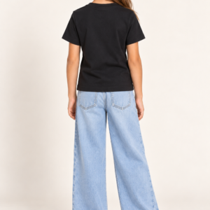 Koszulka bawełniana dziewczęca Elisabetta Franchi – czarny T-shirt ze złotym logo